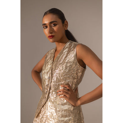 Kriti Bapna Gota Embellished Waist Coat And Skirt (Set of 2)