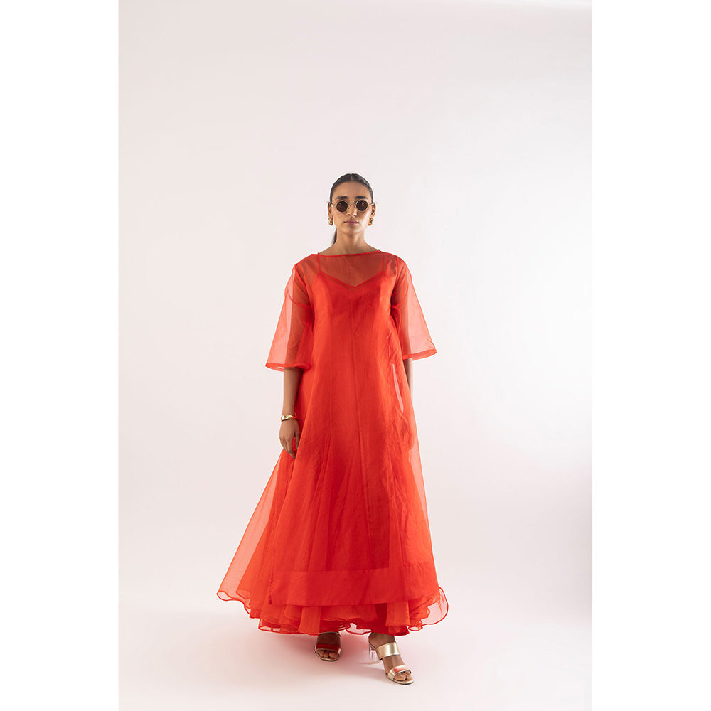 Kriti Bapna Organza Faired Dress With Inner (Set of 2)