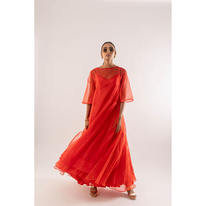 Kriti Bapna Organza Faired Dress With Inner (Set of 2)