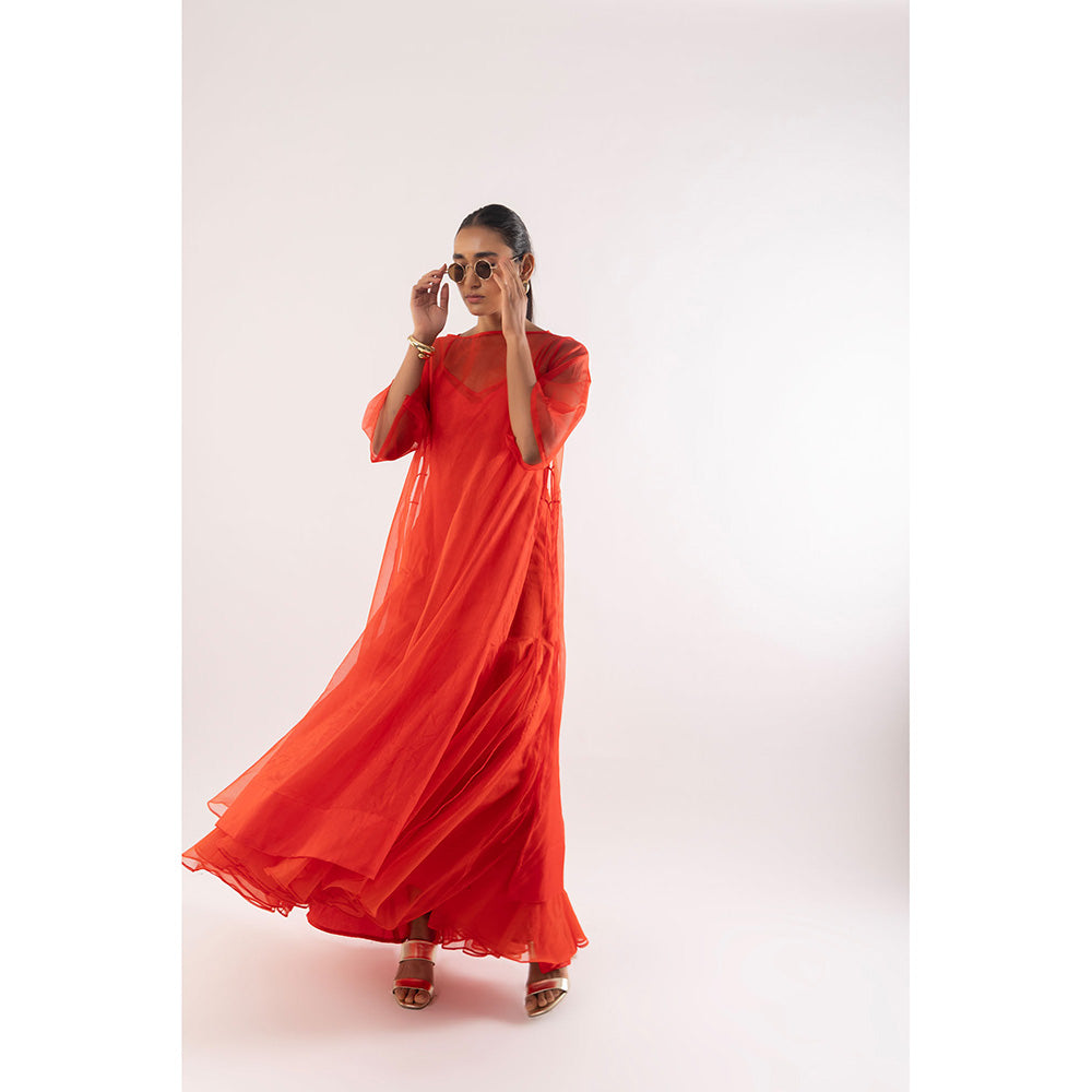 Kriti Bapna Organza Faired Dress With Inner (Set of 2)