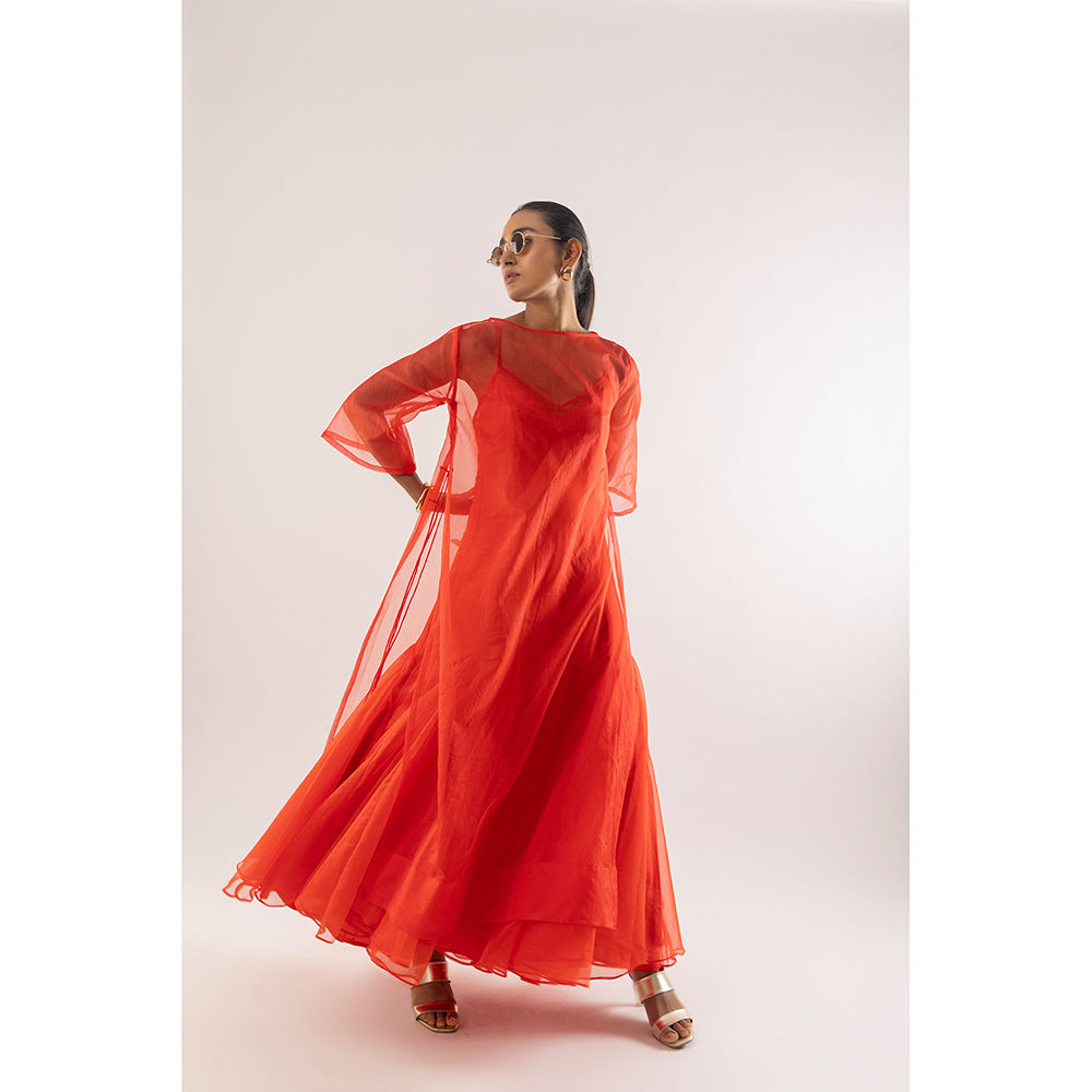 Kriti Bapna Organza Faired Dress With Inner (Set of 2)