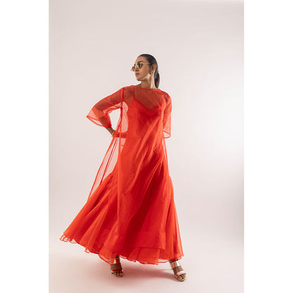 Kriti Bapna Organza Faired Dress With Inner (Set of 2)