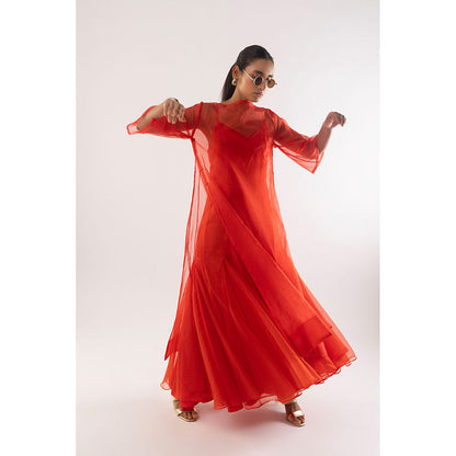 Kriti Bapna Organza Faired Dress With Inner (Set of 2)