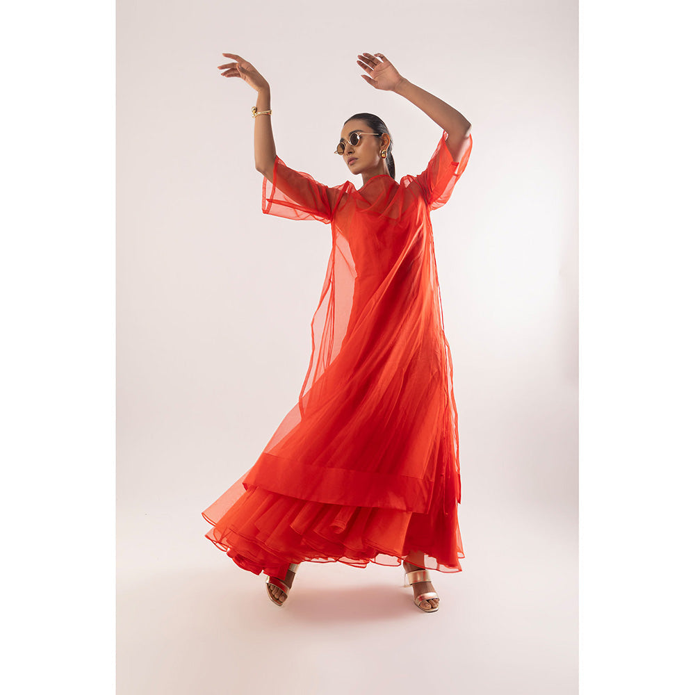 Kriti Bapna Organza Faired Dress With Inner (Set of 2)