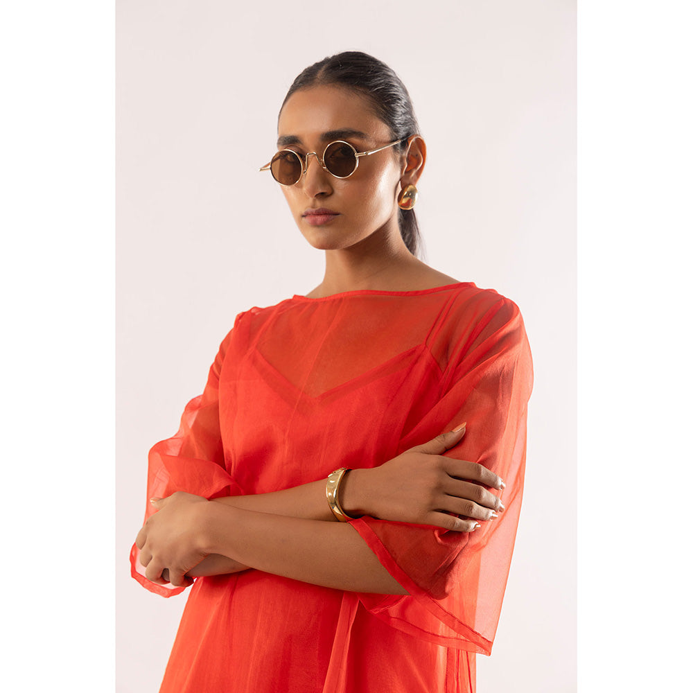 Kriti Bapna Organza Faired Dress With Inner (Set of 2)