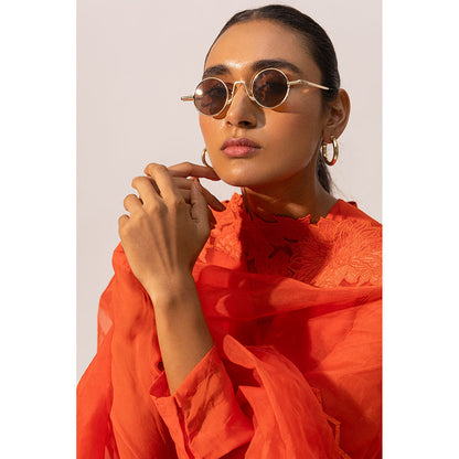 Kriti Bapna Orange Layered Kurta With Dhoti And Dupatta (Set of 2)