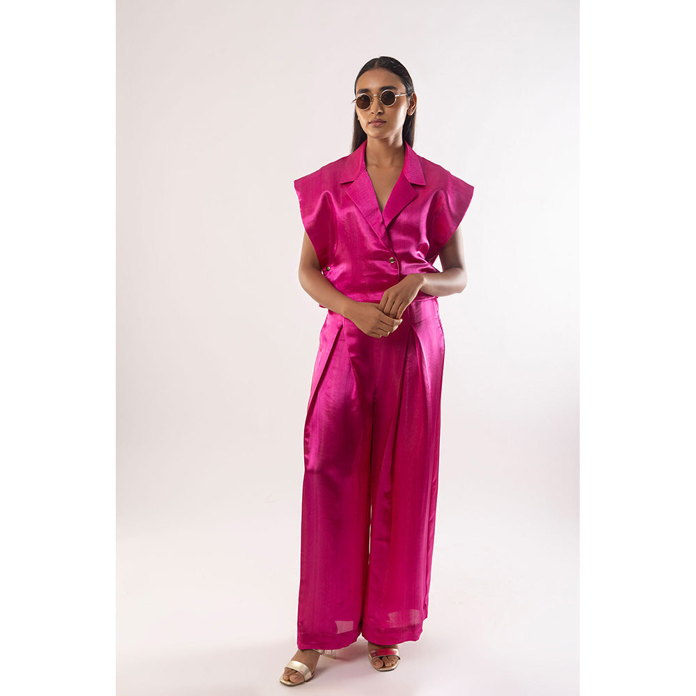 Kriti Bapna Pink Satin Silk Solid Co-Ord (Set of 2)