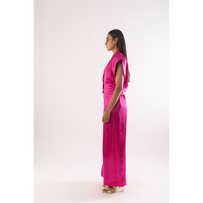 Kriti Bapna Pink Satin Silk Solid Co-Ord (Set of 2)