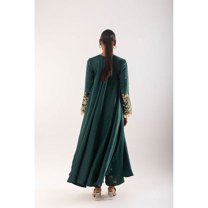 Kriti Bapna Green Zari Faired Kurta And Pant (Set of 2)