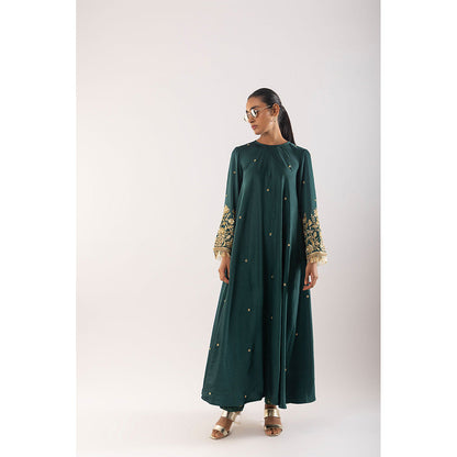 Kriti Bapna Green Zari Faired Kurta And Pant (Set of 2)