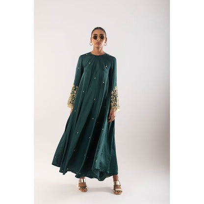 Kriti Bapna Green Zari Faired Kurta And Pant (Set of 2)