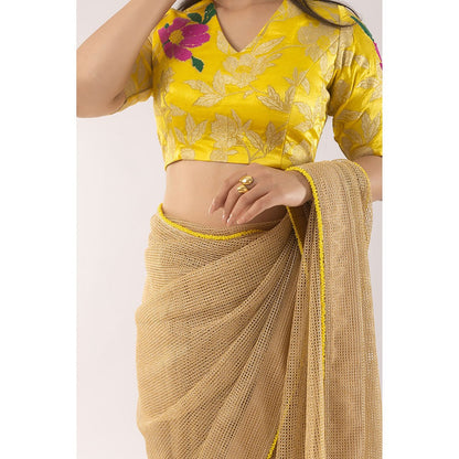 Kriti Bapna Gold Golf Saree with Stitched Blouse