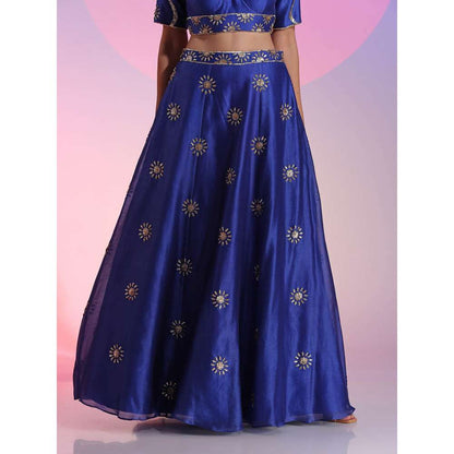 Kudi Pataka Designs Anaar Blue Classic Lehenga With Choli & Dupatta (Set of 3)
