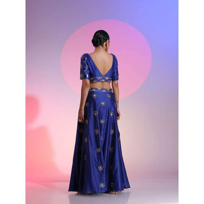 Kudi Pataka Designs Anaar Blue Classic Lehenga With Choli & Dupatta (Set of 3)