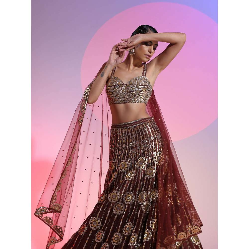 Kudi Pataka Designs Oorja Brown Lehenga With Choli & Dupatta (Set of 3)