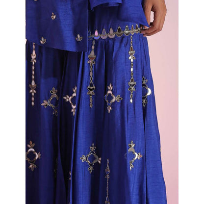 Kudi Pataka Designs Luna Blue Embroidered Sharara With Kurti (Set of 2)
