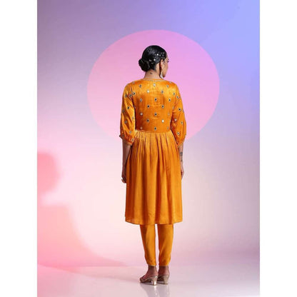 Kudi Pataka Designs Venus Mustard Anarkali Kurta With Pant & Dupatta (Set of 3)