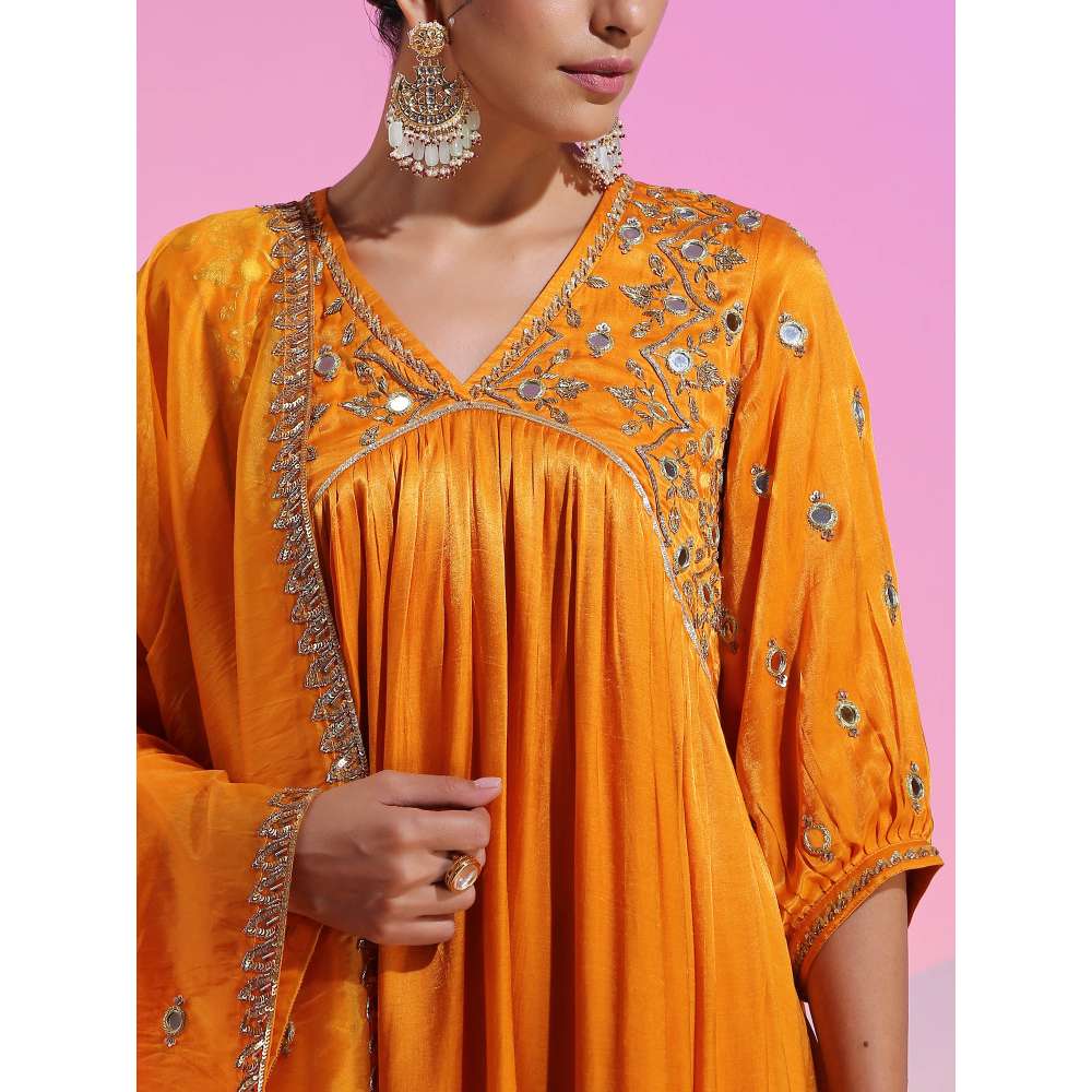 Kudi Pataka Designs Venus Mustard Anarkali Kurta With Pant & Dupatta (Set of 3)