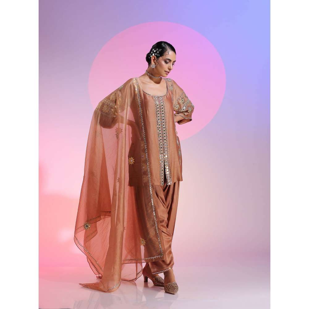 Kudi Pataka Designs Aaina Brown Salwar With Kurti & Dupatta (Set of 3)