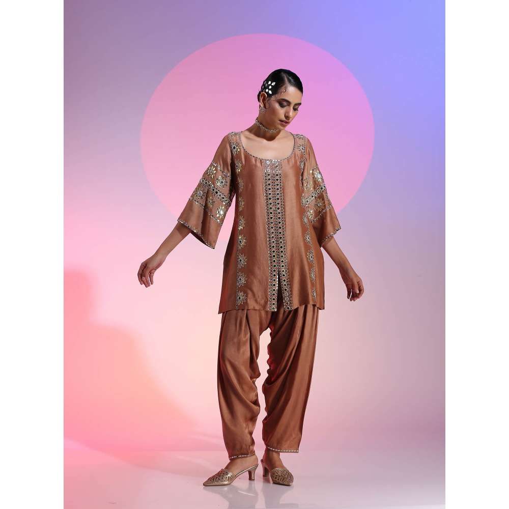 Kudi Pataka Designs Aaina Brown Salwar With Kurti & Dupatta (Set of 3)