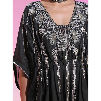 Kudi Pataka Designs Mahika Black Kaftan Kurta With Sharara (Set of 2)