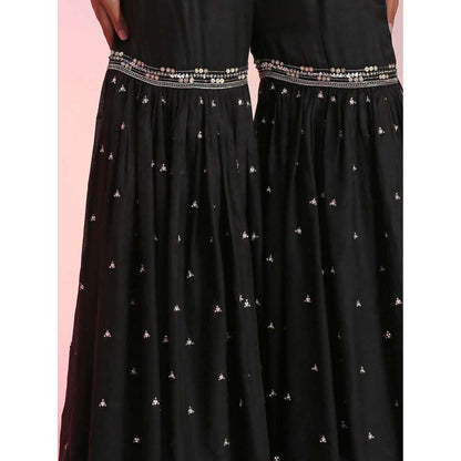 Kudi Pataka Designs Mahika Black Kaftan Kurta With Sharara (Set of 2)