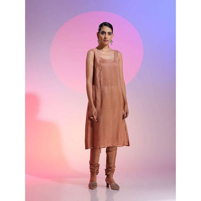 Kudi Pataka Designs Tehzeeb Brown Kurta Slip With Chudidar & Dupatta (Set of 4)