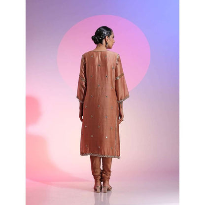 Kudi Pataka Designs Tehzeeb Brown Kurta Slip With Chudidar & Dupatta (Set of 4)