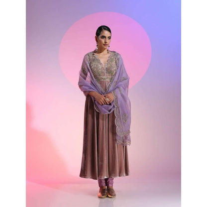 Kudi Pataka Designs Mari Lavender Anarkali Kurta With Pant & Dupatta (Set of 3)