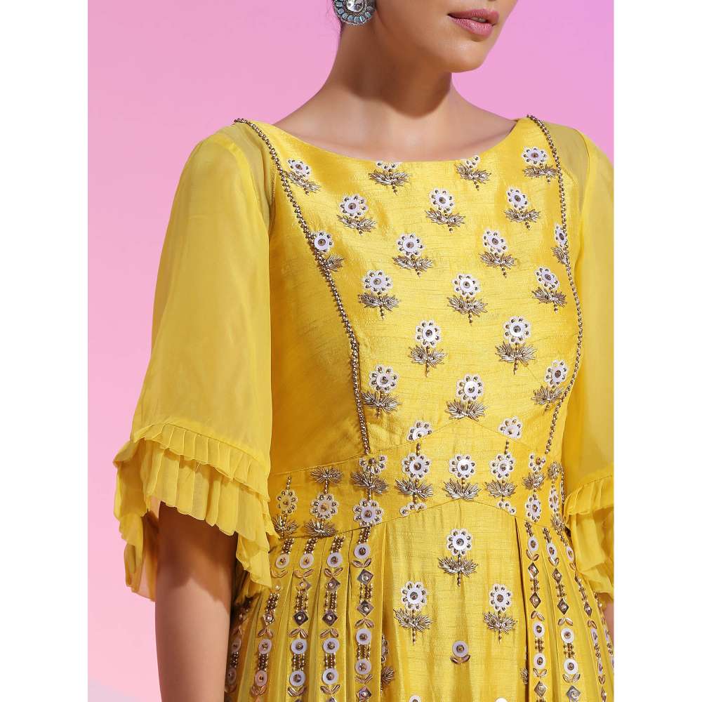Kudi Pataka Designs Surya-ye Yellow Maxi Dress