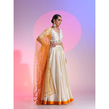 Kudi Pataka Designs Karma Off White Classic Lehenga With Choli & Dupatta (Set of 3)