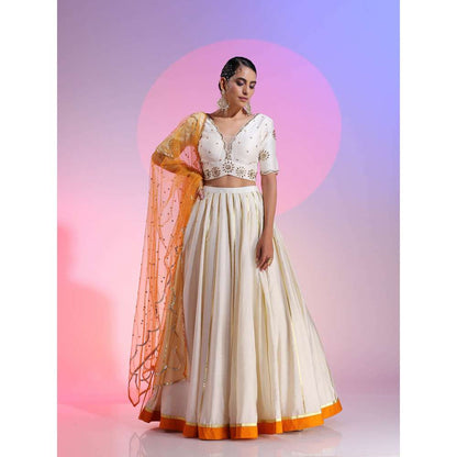 Kudi Pataka Designs Karma Off White Classic Lehenga With Choli & Dupatta (Set of 3)