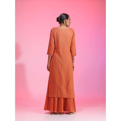 Kudi Pataka Designs Gul-ru Rust Kurta With Palazzo & Dupatta (Set of 3)