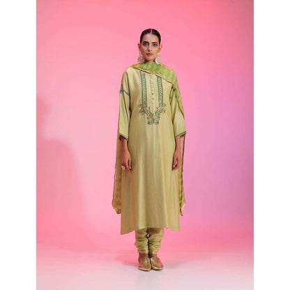 Kudi Pataka Designs Lajjo-yg Green Kurta With Chudidar & Dupatta (Set of 3)