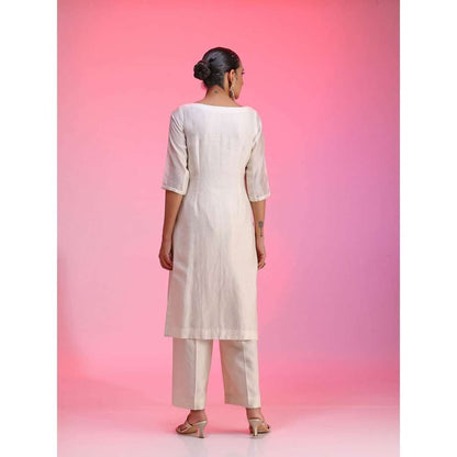Kudi Pataka Designs Begam-iv White Kurta With Pant & Dupatta (Set of 3)