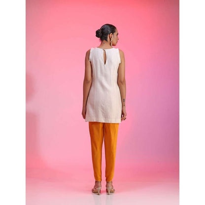 Kudi Pataka Designs Kamaya White Kurti With Dhoti & Dupatta (Set of 3)