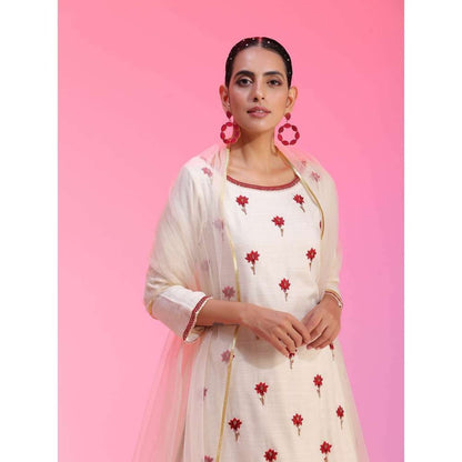 Kudi Pataka Designs Gul-iv Ivory Kurta With Sharara & Dupatta (Set of 3)