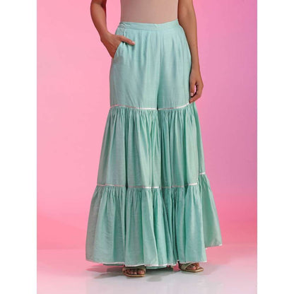 Kudi Pataka Designs Nadira-aq Blue Kurti With Sharara & Dupatta (Set of 3)