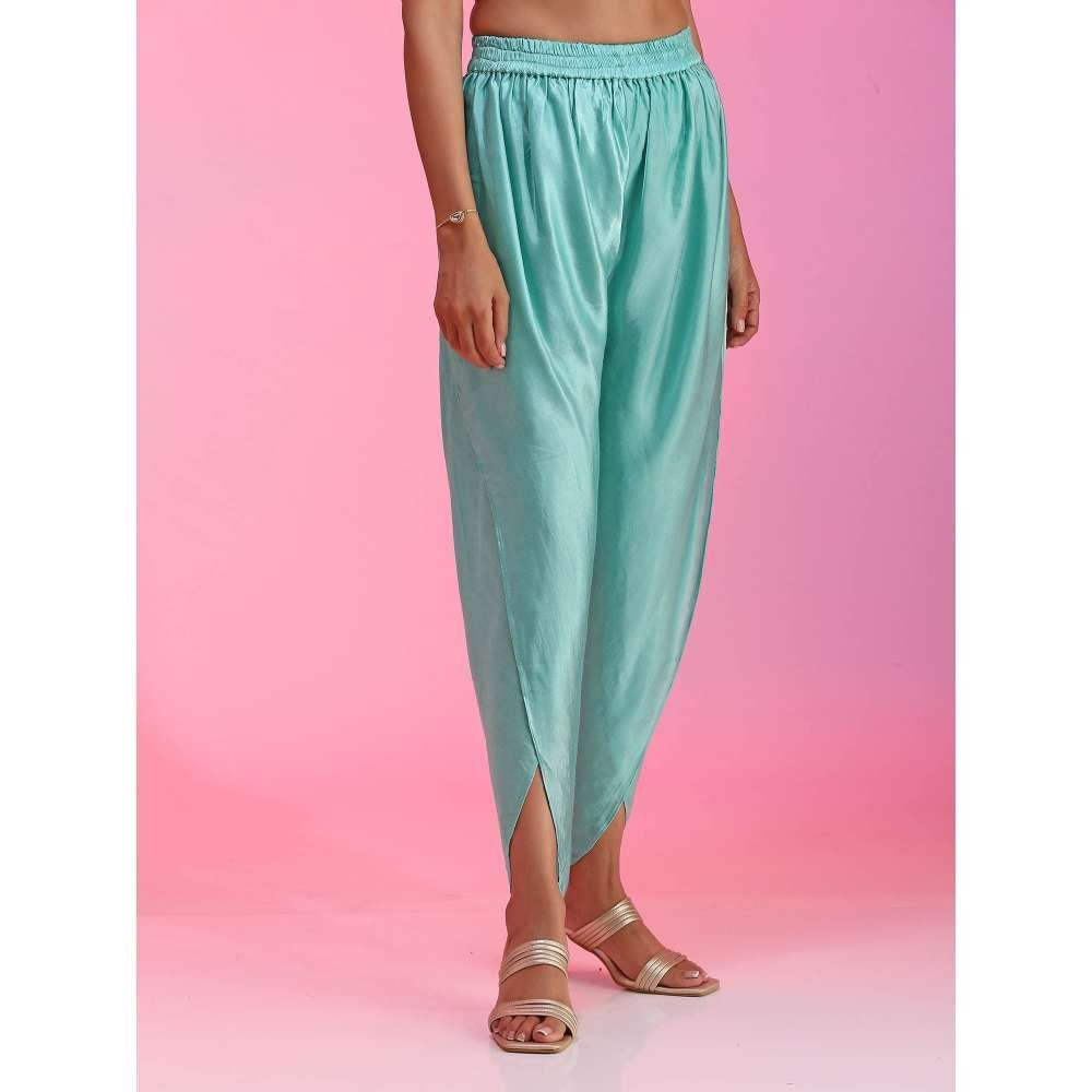 Kudi Pataka Designs Kali-trq Blue Kurta With Slip & Dhoti (Set of 3)