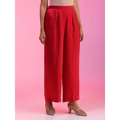 Kudi Pataka Designs Erum-re Red Kurta With Slip & Pant (Set of 3)