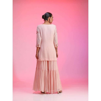 Kudi Pataka Designs Roohi-sp Pink Kurti With Sharara & Dupatta (Set of 3)