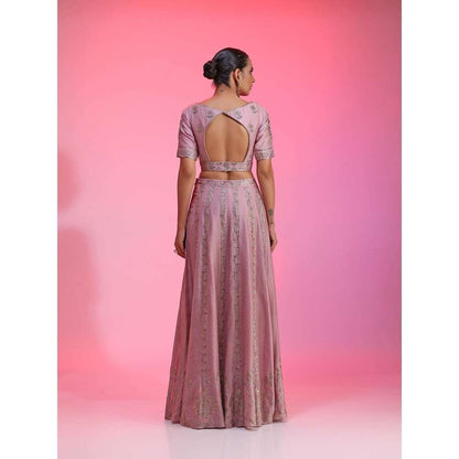 Kudi Pataka Designs Aafreen Mauve Classic Lehenga With Choli & Dupatta (Set of 3)
