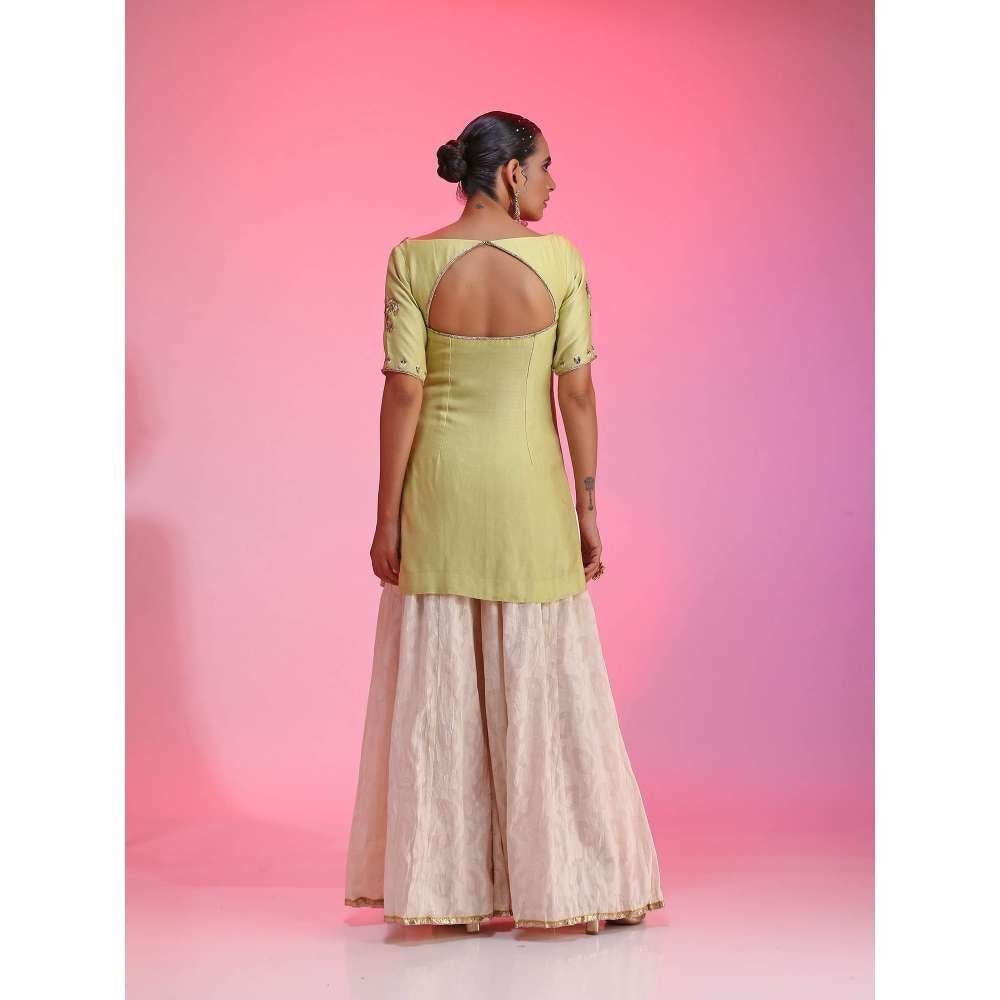 Kudi Pataka Designs Mahi-lg Yellow Kurti With Sharara & Dupatta (Set of 3)