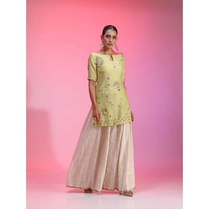 Kudi Pataka Designs Mahi-lg Yellow Kurti With Sharara & Dupatta (Set of 3)