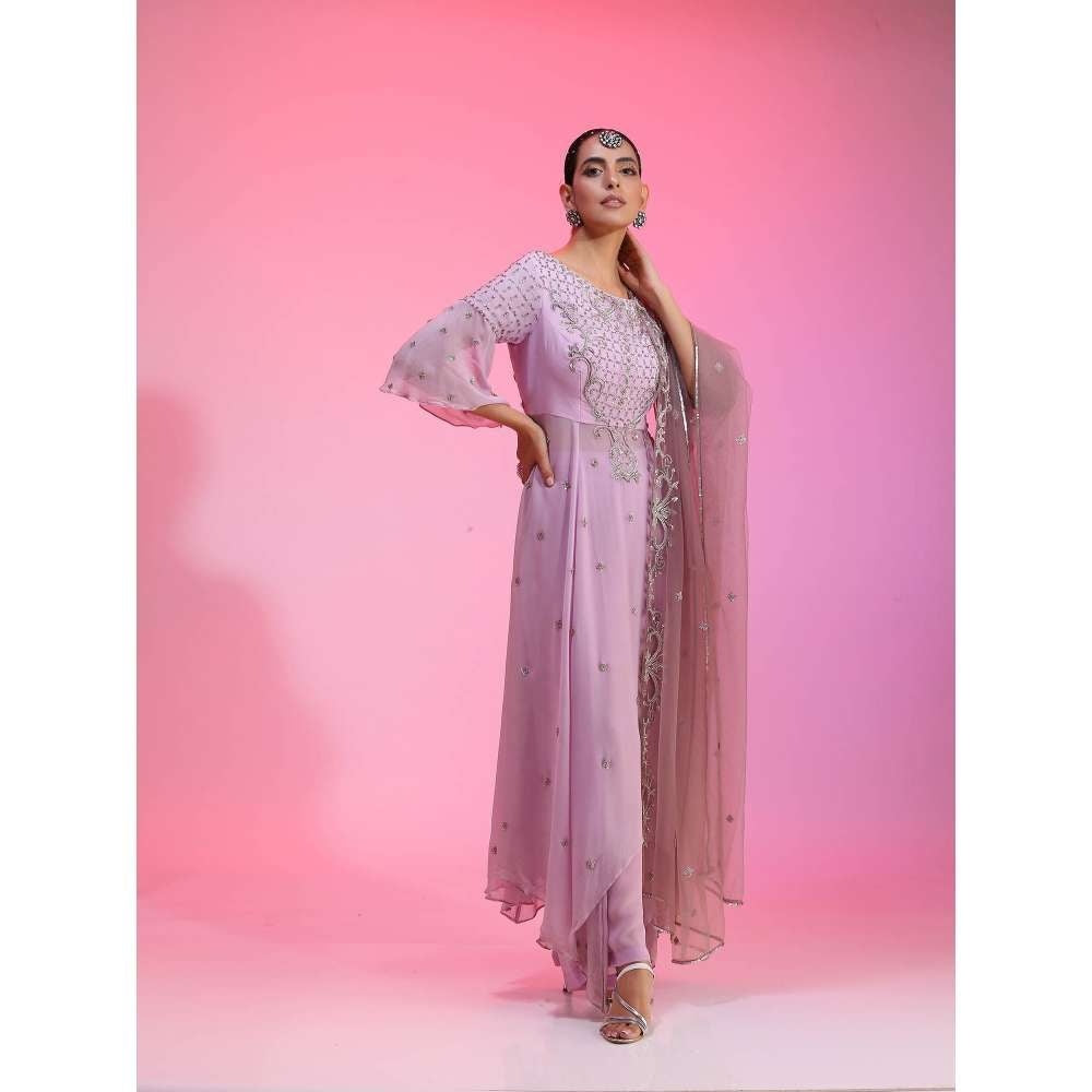 Kudi Pataka Designs Leher Lavender Anarkali Kurta With Pant & Dupatta (Set of 3)