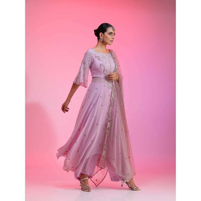 Kudi Pataka Designs Leher Lavender Anarkali Kurta With Pant & Dupatta (Set of 3)