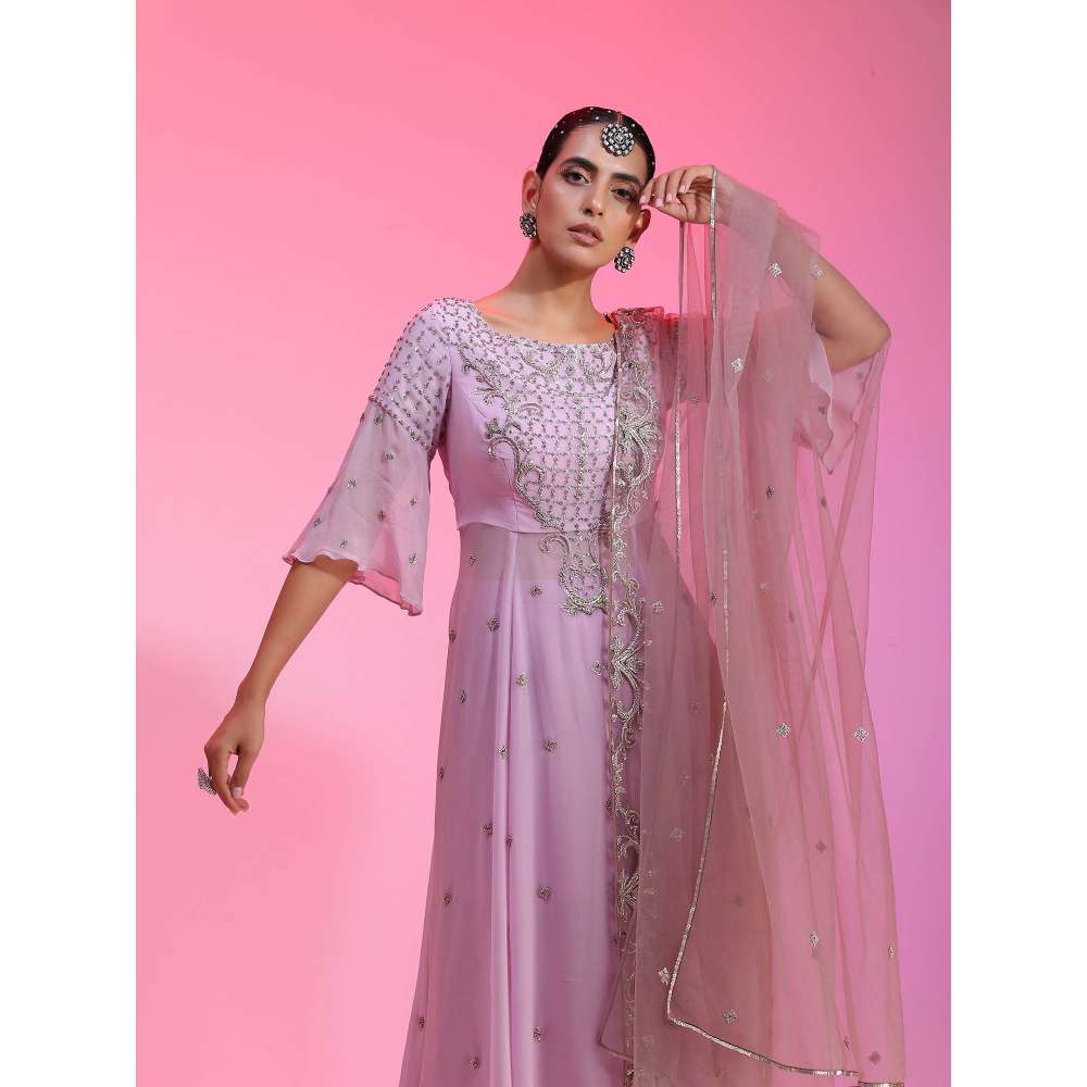 Kudi Pataka Designs Leher Lavender Anarkali Kurta With Pant & Dupatta (Set of 3)