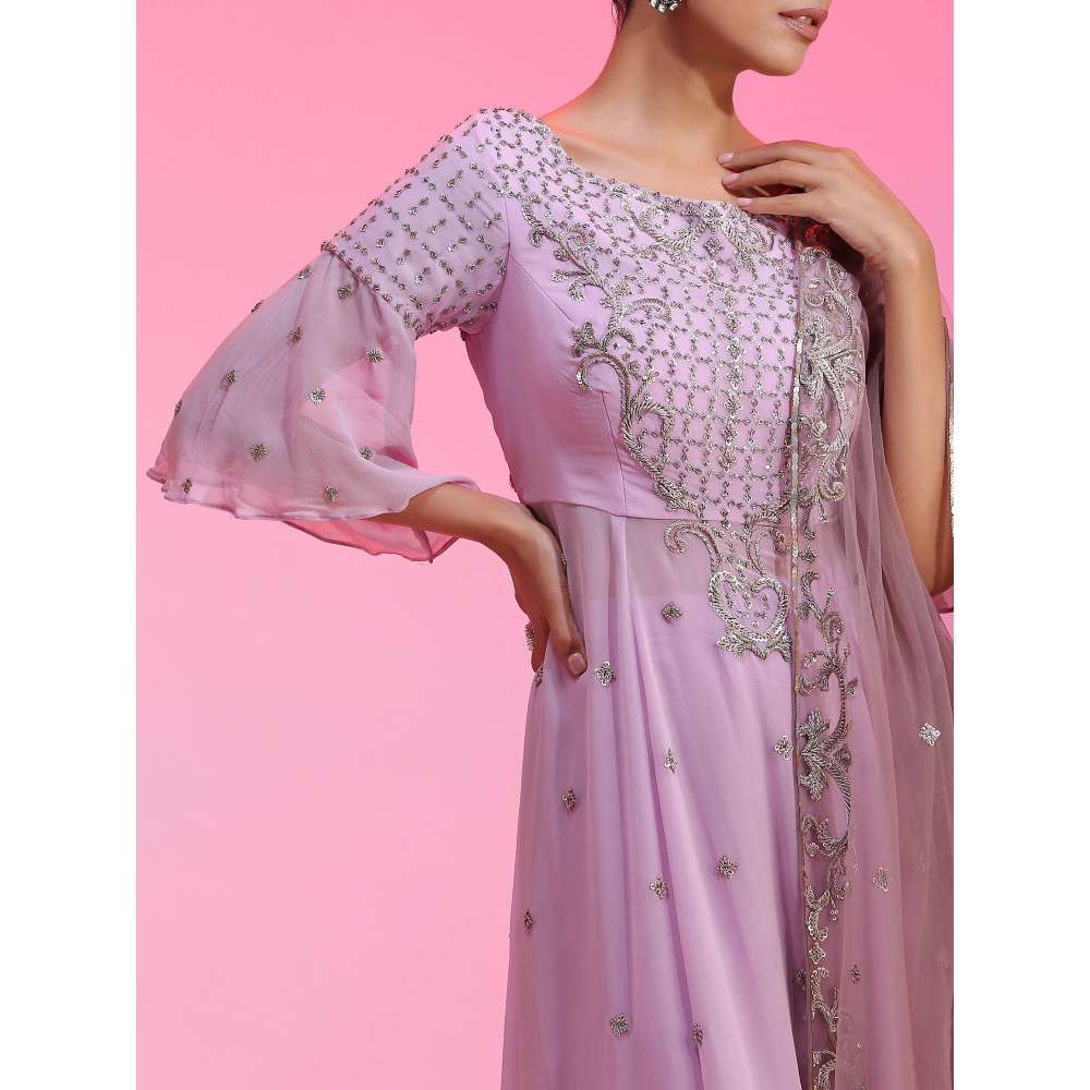 Kudi Pataka Designs Leher Lavender Anarkali Kurta With Pant & Dupatta (Set of 3)