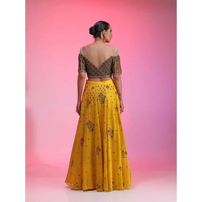 Kudi Pataka Designs Thea Yellow Classic Lehenga With Choli & Dupatta (Set of 3)