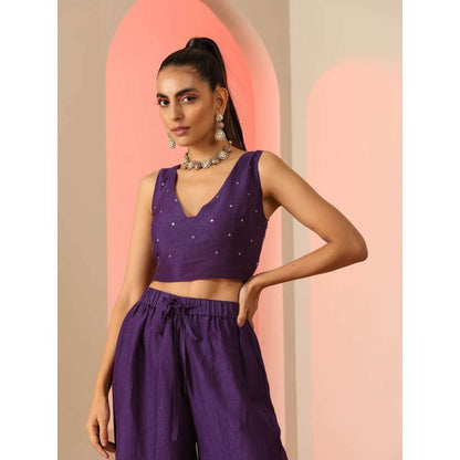 Kudi Pataka Designs Tina Embroidered Jacket With Pant & Blouse (Set of 3)